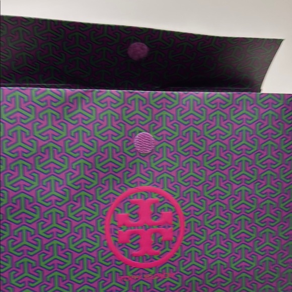 Tory Burch Maroon and Green Geometric Velcro Closure Bag - Picture 5 of 10